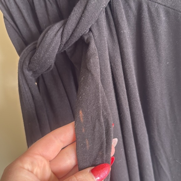 Reformation Sage Short Sleeve Wrap Midi Dress Black with Slit - Picture 9 of 11